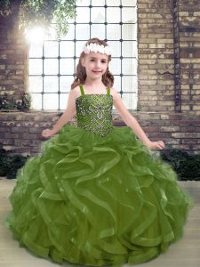 Sleeveless Beading and Ruffles Lace Up Pageant Dress