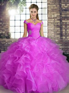 Nice Floor Length Ball Gowns Sleeveless Lilac 15th Birthday Dress Lace Up