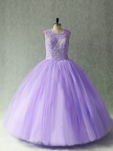 Sleeveless Lace Up Floor Length Beading Quinceanera Dress