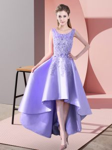 Stunning High Low A-line Sleeveless Lavender Quinceanera Court Dresses Zipper