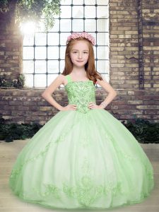 Yellow Green Sleeveless Beading Floor Length Pageant Gowns For Girls