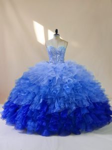 Artistic Sweetheart Sleeveless Organza Quinceanera Dresses Beading and Ruffles Lace Up