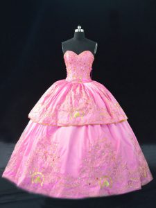 Exceptional Floor Length Ball Gowns Sleeveless Rose Pink 15th Birthday Dress Lace Up