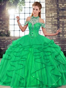 Sleeveless Lace Up Floor Length Beading and Ruffles Quinceanera Gowns