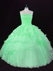 Shining Lace Up Sweetheart Hand Made Flower Quinceanera Dress Organza Sleeveless