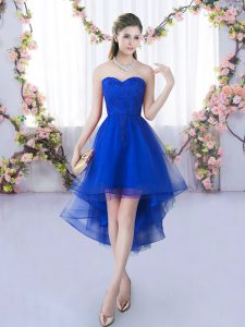 Royal Blue Lace Up Sweetheart Lace Quinceanera Dama Dress Tulle Sleeveless