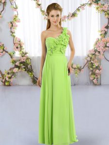 Chiffon Lace Up Dama Dress for Quinceanera Sleeveless Floor Length Hand Made Flower