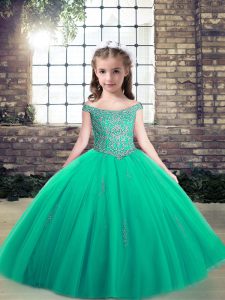 Sleeveless Appliques Lace Up Child Pageant Dress