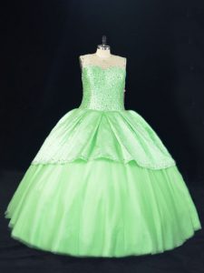 Gorgeous Floor Length Lace Up Sweet 16 Dresses for Sweet 16 and Quinceanera with Beading