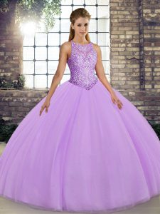 Attractive Floor Length Ball Gowns Sleeveless Lavender 15th Birthday Dress Lace Up