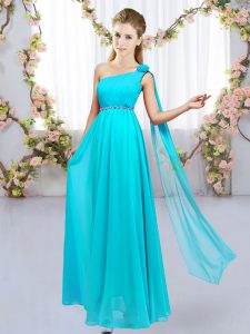 Sleeveless Beading and Hand Made Flower Lace Up Quinceanera Dama Dress