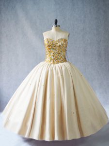 Deluxe Floor Length Ball Gowns Sleeveless Champagne Vestidos de Quinceanera Lace Up