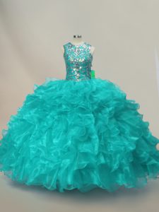 Sleeveless Beading and Ruffles Lace Up Sweet 16 Dresses