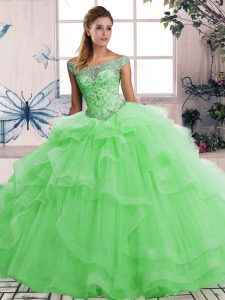 Floor Length Ball Gowns Sleeveless Green Sweet 16 Dress Lace Up