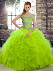 15 Quinceanera Dress Off The Shoulder Sleeveless Brush Train Lace Up