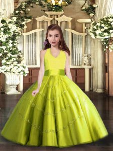 Great Tulle Sleeveless Floor Length Little Girls Pageant Gowns and Beading