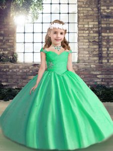 Super Apple Green Sleeveless Tulle Lace Up Pageant Dress for Womens for Party and Wedding Party