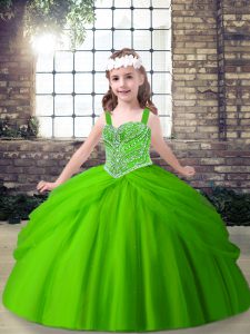 Excellent Straps Sleeveless Lace Up Little Girl Pageant Gowns Tulle