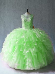 Excellent Floor Length Lace Up Sweet 16 Dresses for Sweet 16 and Quinceanera with Beading and Ruffles