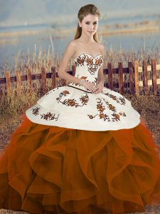 Charming Sleeveless Embroidery and Ruffles and Bowknot Lace Up Sweet 16 Quinceanera Dress