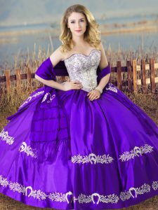 Charming Eggplant Purple Lace Up Quinceanera Dress Beading and Embroidery Sleeveless Floor Length