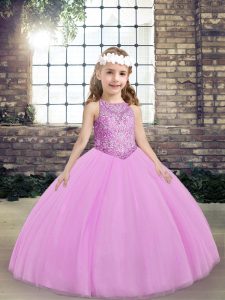 Best Sleeveless Beading Lace Up Child Pageant Dress