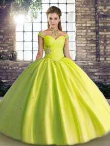 Sleeveless Lace Up Floor Length Beading Ball Gown Prom Dress