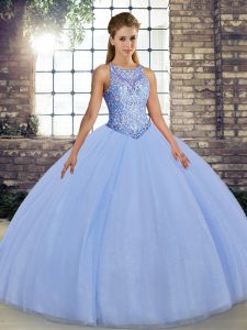 Nice Lavender Sweet 16 Dresses Military Ball and Sweet 16 and Quinceanera with Embroidery Scoop Sleeveless Lace Up