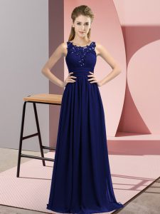 Navy Blue Vestidos de Damas Wedding Party with Beading and Appliques Scoop Sleeveless Zipper