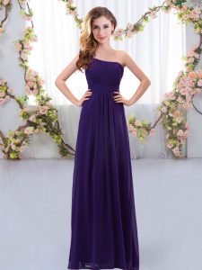 Luxurious Sleeveless Zipper Floor Length Ruching Quinceanera Court of Honor Dress