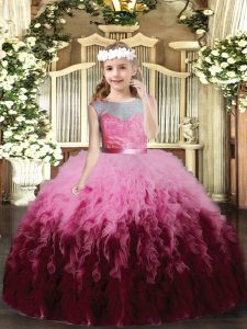 Scoop Sleeveless Backless Little Girl Pageant Gowns Multi-color Tulle