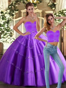 Floor Length Ball Gowns Sleeveless Eggplant Purple Sweet 16 Dress Lace Up