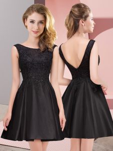 New Style Black Sleeveless Satin Zipper Vestidos de Damas for Wedding Party