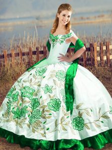 Designer Green Lace Up Quinceanera Gowns Embroidery Sleeveless Floor Length