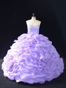 Fine Sweetheart Sleeveless Lace Up 15th Birthday Dress Lavender Organza