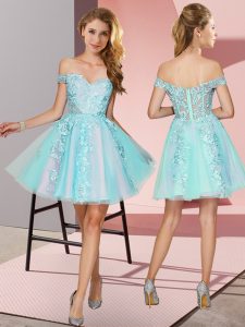 Off The Shoulder Sleeveless Tulle Vestidos de Damas Lace Zipper