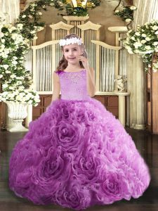 Amazing Lilac Winning Pageant Gowns Party and Wedding Party with Beading Scoop Sleeveless Zipper