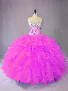 Lilac Sweetheart Lace Up Ruffles Quinceanera Dress Sleeveless