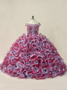 Multi-color Ball Gowns Beading and Ruffles Vestidos de Quinceanera Lace Up Organza Sleeveless