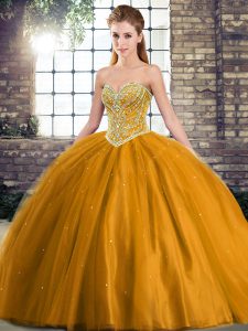 Tulle Sleeveless Quinceanera Dresses Brush Train and Beading