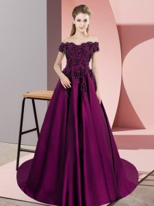 Most Popular Lace Quinceanera Dresses Purple Zipper Sleeveless Court Train