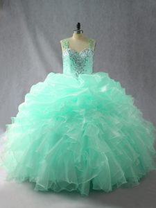 Most Popular Sleeveless Beading and Ruffles and Pick Ups Zipper 15th Birthday Dress