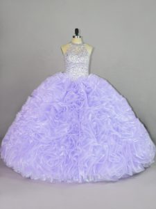 Super Organza Sleeveless Vestidos de Quinceanera and Beading and Ruffles