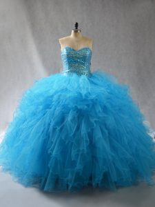 Modern Floor Length Ball Gowns Sleeveless Baby Blue Sweet 16 Quinceanera Dress Lace Up