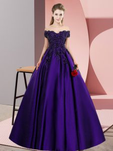 Trendy Purple Sleeveless Satin Zipper Quince Ball Gowns for Party and Sweet 16 and Wedding Party