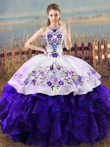 Colorful Sleeveless Embroidery and Ruffles Lace Up Sweet 16 Dresses