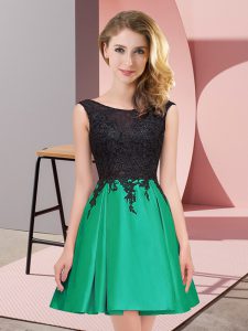 Mini Length Green Vestidos de Damas Scoop Sleeveless Zipper