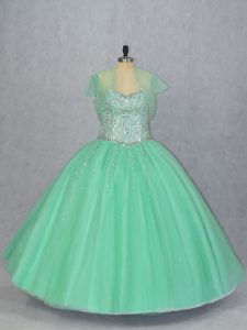 Fashionable Apple Green Sweetheart Lace Up Beading Quinceanera Gown Sleeveless