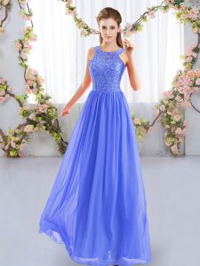 Dynamic Blue Sleeveless Chiffon Zipper Damas Dress for Wedding Party