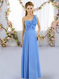 Best Floor Length Mermaid Sleeveless Blue Damas Dress Lace Up